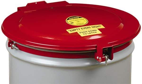 Justrite - 55 Gal, Steel Drum Cover - Hinged Self-Closing Drum Cover - Americas Industrial Supply