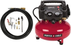 Porter-Cable - 0.8 hp, 2.6 CFM Hand Carry Pancake Compressor - 6 Gallon Tank, 10 Amp, 150 Max psi, 120V - Americas Industrial Supply