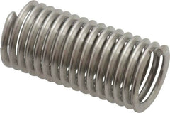 Recoil - 3/8-16 UNC, 1-1/8" OAL, Free Running Helical Insert - 15-3/4 Free Coils, Tanged, Stainless Steel, Bright Finish, 3D Insert Length - Americas Industrial Supply