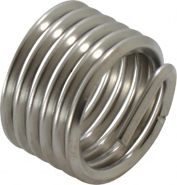 Recoil - 3/4-10 UNC, 3/4" OAL, Free Running Helical Insert - 5-7/8 Free Coils, Tanged, Stainless Steel, Bright Finish, 1D Insert Length - Americas Industrial Supply