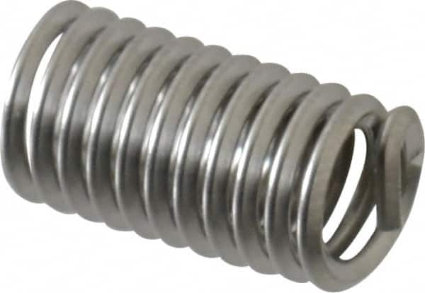 Recoil - #10-24 UNC, 0.57" OAL, Free Running Helical Insert - 11-3/8 Free Coils, Tanged, Stainless Steel, Bright Finish, 3D Insert Length - Americas Industrial Supply