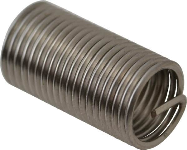 Recoil - 3/8-24 UNF, 0.938" OAL, Free Running Helical Insert - 19-1/8 Free Coils, Tanged, Stainless Steel, Bright Finish, 2-1/2D Insert Length - Americas Industrial Supply