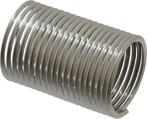 Recoil - 5/8-18 UNF, 1-1/4" OAL, Free Running Helical Insert - 19-1/4 Free Coils, Tanged, Stainless Steel, Bright Finish, 2D Insert Length - Americas Industrial Supply