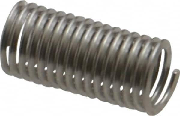 Recoil - #10-32 UNF, 0.57" OAL, Free Running Helical Insert - 14-7/8 Free Coils, Tanged, Stainless Steel, Bright Finish, 3D Insert Length - Americas Industrial Supply