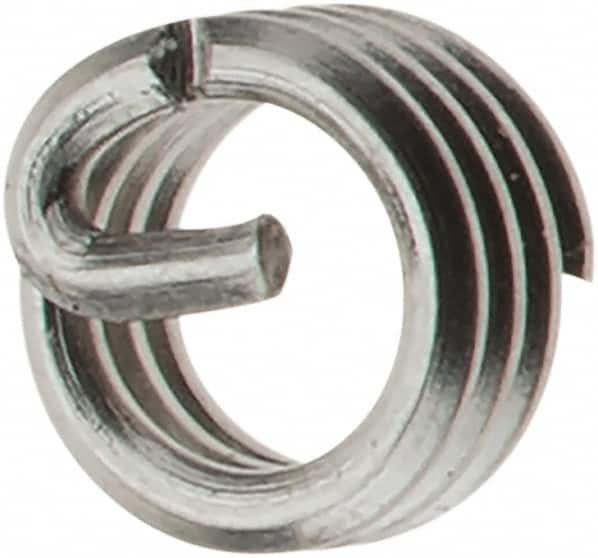 Recoil - M2x0.40 Metric Coarse, 2mm OAL, Free Running Helical Insert - Tanged, Stainless Steel, Bright Finish, 1D Insert Length - Americas Industrial Supply