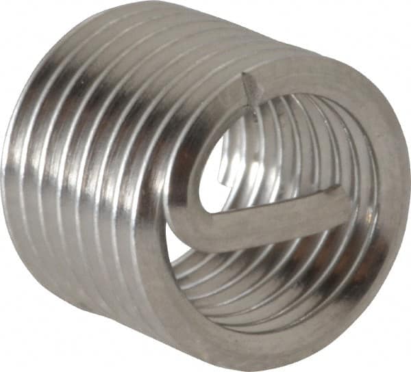 Recoil - M7x1.00 Metric Coarse, 10.5mm OAL, Free Running Helical Insert - 8 Free Coils, Tanged, Stainless Steel, Bright Finish, 1-1/2D Insert Length - Exact Industrial Supply