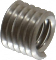 Recoil - 1/4-20 UNC, 3/8" OAL, Free Running Helical Insert - 5-3/4 Free Coils, Tanged, Stainless Steel, 1-1/2D Insert Length - Americas Industrial Supply