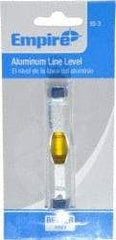 Empire Level - 1 Vial, 3" Long, Aluminum Line Level - 1-3/8" High x 5/8" Wide, Silver - Americas Industrial Supply