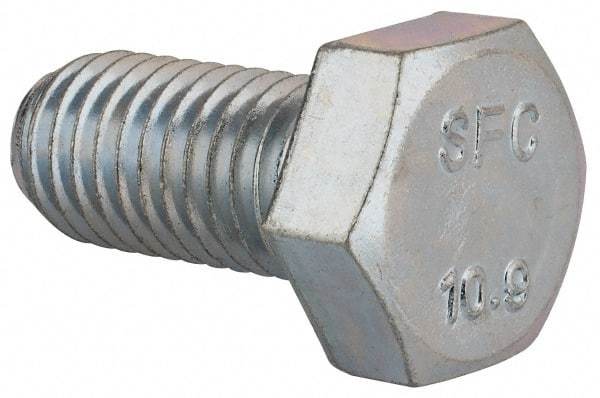 Value Collection - M12x1.75mm Metric Coarse, 25mm Length Under Head Hex Head Cap Screw - Fully Threaded, Grade 10.9 Steel, Zinc-Plated Finish, 19mm Hex - Americas Industrial Supply