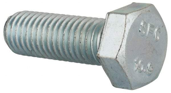 Value Collection - M12x1.75mm Metric Coarse, 35mm Length Under Head Hex Head Cap Screw - Fully Threaded, Grade 10.9 Steel, Zinc-Plated Finish, 19mm Hex - Americas Industrial Supply