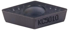 Kennametal - DPMT32.52 MP Grade KCU10 Carbide Turning Insert - TiAlN Finish, 55° Diamond, 3/8" Inscr Circle, 5/32" Thick, 1/32" Corner Radius - Americas Industrial Supply