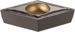 Kennametal - DCMT32.51 FP Grade KCM25 Carbide Turning Insert - TiN/TiCN/Al2O3 Finish, 55° Diamond, 3/8" Inscr Circle, 5/32" Thick, 1/64" Corner Radius - Americas Industrial Supply