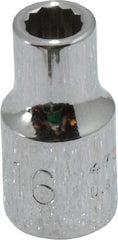 Proto - 3/16", 1/4" Drive, Standard Hand Socket - 12 Points, 7/8" OAL, Chrome Vanadium, Chrome Finish - Americas Industrial Supply