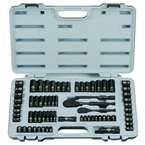 STANLEY® 1/4" & 3/8" Drive 69 Piece Fractional & Metric Black Chrome Laser Etched Socket Set - Americas Industrial Supply