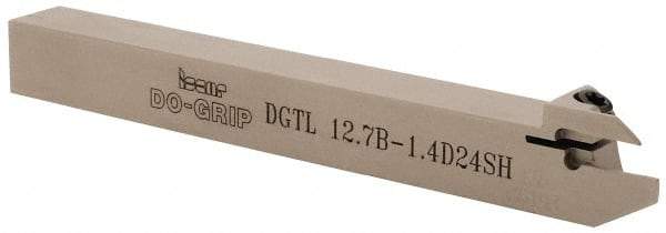 Iscar - 0.055" Min Groove Width, 4.7" OAL, Left Hand Indexable Grooving Cutoff Toolholder - 1/2" Shank Height x 1/2" Shank Width, DG. 14.. Insert Style, DGT Toolholder Style, Series Do Grip - Americas Industrial Supply