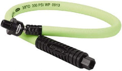 Legacy - 3/8" ID x 0.61" OD 2' Long Lead-In Whip Hose - FNPT x MNPT Ball Swivel Ends, 300 Working psi, 140°, 1/4" Fitting, Green - Americas Industrial Supply