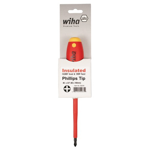 Insulated Cushion Grip Phillips Screwdriver #2 × 100 mm In Carded Hanger - Americas Industrial Supply