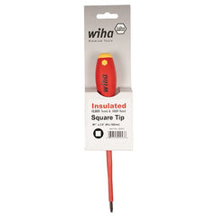 Insulated Cushion Grip Square Tip Screwdriver #2 × 150 mm In Carded Hanger - Americas Industrial Supply