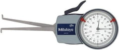 Mitutoyo - 10 to 30mm Inside Dial Caliper Gage - 0.01mm Graduation, 0.03mm Accuracy, 85mm Leg Length, 5.2mm Deep x 1.2mm Wide Groove, Ball Contact Points - Americas Industrial Supply