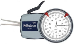 Mitutoyo - 0.2 to 0.6" Inside Dial Caliper Gage - 0.0002" Graduation, 0.0008" Accuracy, 1.37" Leg Length, 0.09" Deep x 0.032" Wide Groove, Ball Contact Points - Americas Industrial Supply