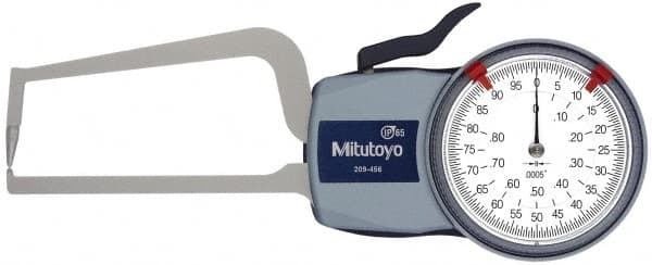 Mitutoyo - 0.8 Inch Max Measurement, 0.0005 Inch Graduation, Outside Dial Caliper Gage - 3.2 Inch Leg Length, 0.0015 Inch Accuracy - Americas Industrial Supply
