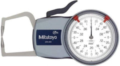 Mitutoyo - 0.4 Inch Max Measurement, 0.0002 Inch Graduation, Outside Dial Caliper Gage - 1.37 Inch Leg Length, 0.0008 Inch Accuracy - Americas Industrial Supply