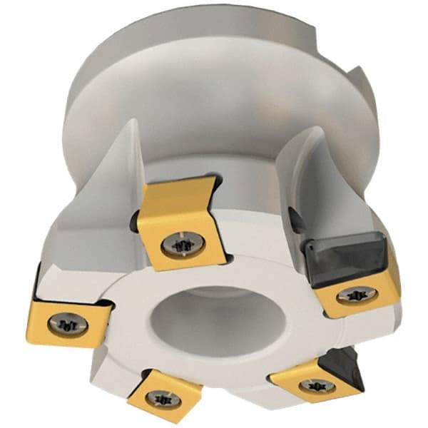 Iscar - 5 Inserts, 50mm Cut Diam, 22mm Arbor Diam, Indexable Square-Shoulder Face Mill - 0/90° Lead Angle, 40mm High, HTP LNHT 1006 Insert Compatibility, Through Coolant, Series TangPlunge - Americas Industrial Supply