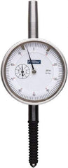 Fowler - 1" Range, 0-100 Dial Reading, 0.001" Graduation Dial Drop Indicator - 2-1/4" Dial, 0.1" Range per Revolution, 0.001" Accuracy, Revolution Counter - Americas Industrial Supply