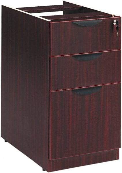 ALERA - 15-5/8" Wide x 28-1/2" High x 28-1/2" Deep, 3 Drawer Full Pedestal - Woodgrain Laminate, Mahogany - Americas Industrial Supply