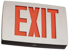 Lithonia Lighting - 1 Face, 1 Watt, Black, Aluminum, LED, Illuminated Exit Sign - 120/277 VAC, Nickel Cadmium, Universal Mounted, 11-3/4 Inch Long x 2 Inch Wide x 8-1/4 Inch High - Americas Industrial Supply