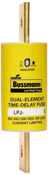 Cooper Bussmann - 300 VDC, 600 VAC, 90 Amp, Time Delay General Purpose Fuse - Bolt-on Mount, 4-5/8" OAL, 100 at DC, 300 at AC (RMS) kA Rating, 1-1/8" Diam - Americas Industrial Supply