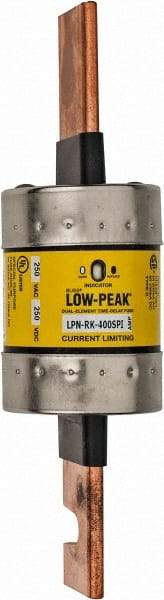 Cooper Bussmann - 250 VAC/VDC, 400 Amp, Time Delay General Purpose Fuse - Bolt-on Mount, 8-5/8" OAL, 100 at DC, 300 at AC (RMS) kA Rating, 2-3/8" Diam - Americas Industrial Supply