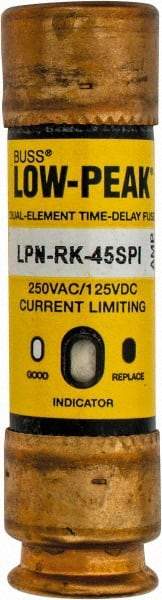 Cooper Bussmann - 125 VDC, 250 VAC, 45 Amp, Time Delay General Purpose Fuse - Fuse Holder Mount, 76.2mm OAL, 100 at DC, 300 at AC (RMS) kA Rating, 13/16" Diam - Americas Industrial Supply