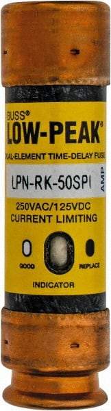 Cooper Bussmann - 125 VDC, 250 VAC, 50 Amp, Time Delay General Purpose Fuse - Fuse Holder Mount, 76.2mm OAL, 100 at DC, 300 at AC (RMS) kA Rating, 13/16" Diam - Americas Industrial Supply