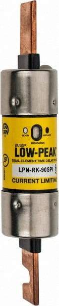 Cooper Bussmann - 250 VAC/VDC, 90 Amp, Time Delay General Purpose Fuse - Bolt-on Mount, 5-29/32" OAL, 100 at DC, 300 at AC (RMS) kA Rating, 1-7/64" Diam - Americas Industrial Supply