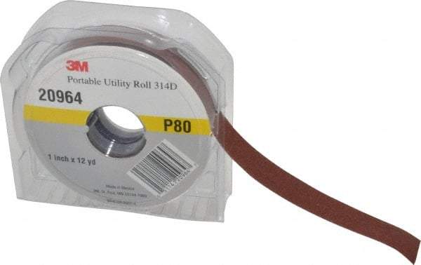 3M - 1" x 12 Yd 80 Grit Aluminum Oxide Cloth Roll - Medium Grade, J Weighted Backing - Americas Industrial Supply