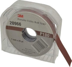 3M - 1" x 20 Yd 180 Grit Aluminum Oxide Cloth Roll - Very Fine Grade, J Weighted Backing - Americas Industrial Supply