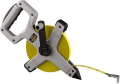 Komelon - 100' x 1/2" Yellow Steel Blade Tape Measure - 1/8" Graduation, Gray ABS Plastic Case - Americas Industrial Supply