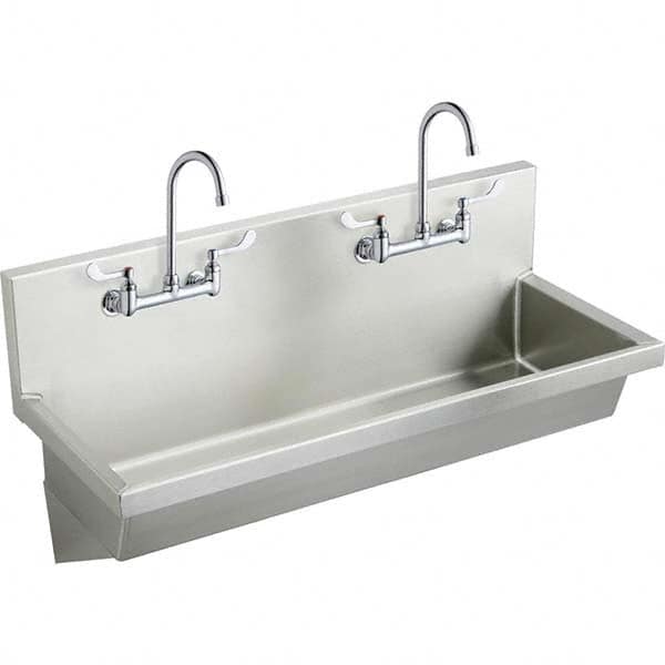 ELKAY - Stainless Steel Sinks Type: (2) Person Wash-Station w/Manual Faucet Outside Length: 48 (Inch) - Americas Industrial Supply