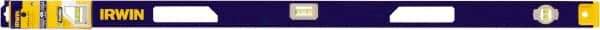 Irwin - Magnetic 48" Long 3 Vial I-Beam Level - Aluminum, Blue/Yellow, 1 Level & 2 Plumb Vials - Americas Industrial Supply