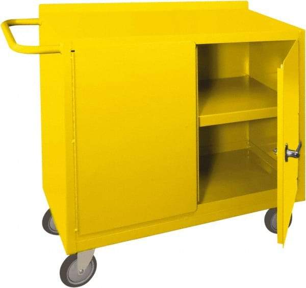 Durham - 2 Door, 1 Shelf, Yellow Steel Standard Safety Cabinet - 78" High x 18" Wide x 36" Deep, Manual Closing Door - Americas Industrial Supply