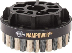 Brush Research Mfg. - 4" 320 Grit Ceramic/Silicon Carbide Tapered Disc Brush - Fine Grade, CNC Adapter Connector, 0.71" Trim Length, 7/8" Arbor Hole - Americas Industrial Supply