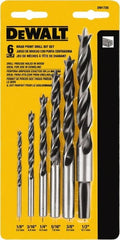 DeWALT - 1/8 to 1/2", 118° Point, Bright Finish, High Speed Steel Brad Point - Americas Industrial Supply
