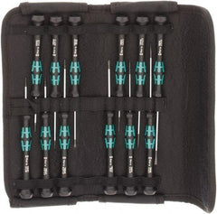 Wera - 12 Piece Hex, Phillips, Slotted & Torx Screwdriver Set - Blade Sizes: Width mm 1.5, 2, 3 & 1.8, Bit Sizes: Torx T-5 & T-6 - Americas Industrial Supply