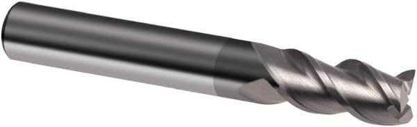 Guhring - 5/8", 1-1/4" LOC, 5/8" Shank Diam, 3-1/2" OAL, 3 Flute, Solid Carbide Square End Mill - Single End, Uncoated, Spiral Flute, 39/40/41° Helix, Centercutting, Right Hand Cut, Right Hand Flute, Series 4265 - Americas Industrial Supply