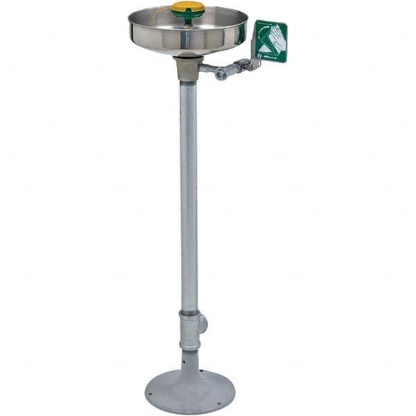 Haws - 15" Wide x 38" High, Pedestal Mount, Stainless Steel Bowl, Eye & Face Wash Station - 11" Inlet, 3.7 GPM Flow Rate - Americas Industrial Supply