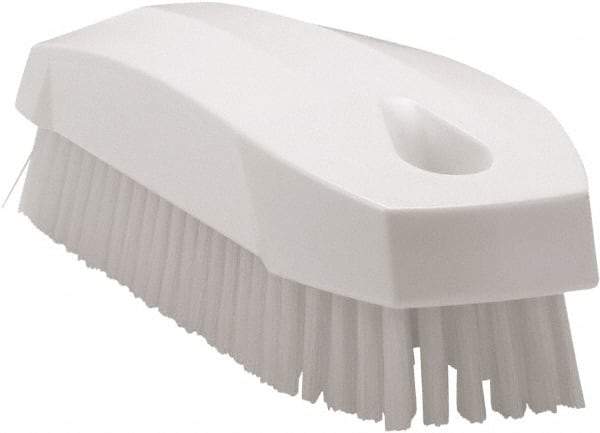 Vikan - 0.7" Bristle Length, Polyester Scrub Brush - 1-1/2" Wide Head, 4-1/2" OAL, White, Polypropylene Block - Americas Industrial Supply