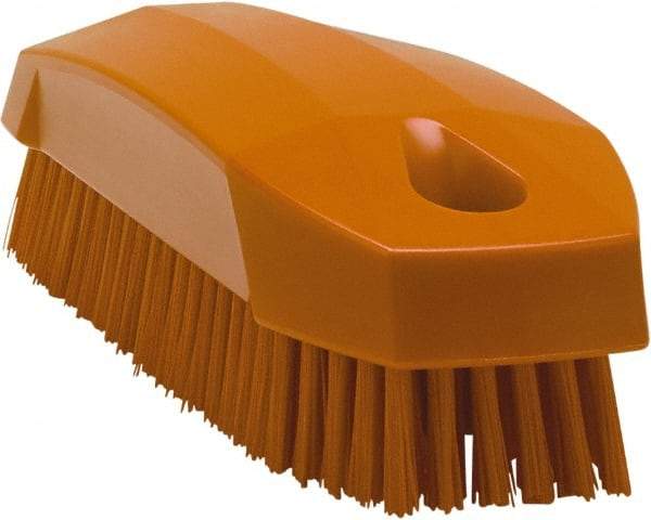 Vikan - 0.7" Bristle Length, Polyester Scrub Brush - 1-1/2" Wide Head, 4-1/2" OAL, Orange, Polypropylene Block - Americas Industrial Supply