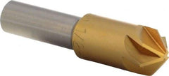 M.A. Ford - 1/2" Head Diam, 3/8" Shank Diam, 6 Flute 100° High Speed Steel Countersink - TiN Finish, 2" OAL - Americas Industrial Supply