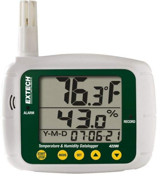 Extech - -4 to 144°F, 0 to 100% Humidity Range, Temp Recorder - Americas Industrial Supply